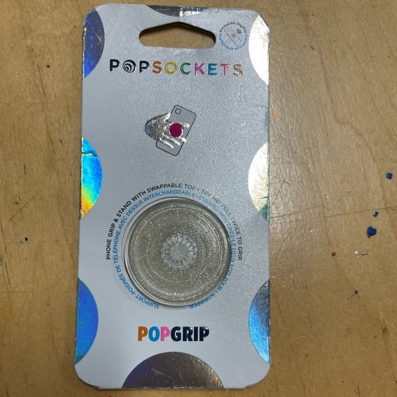 PopSocket Other - PopSockets PopGrip Cell Phone Grip &
Stand Clear Glitter Silver
